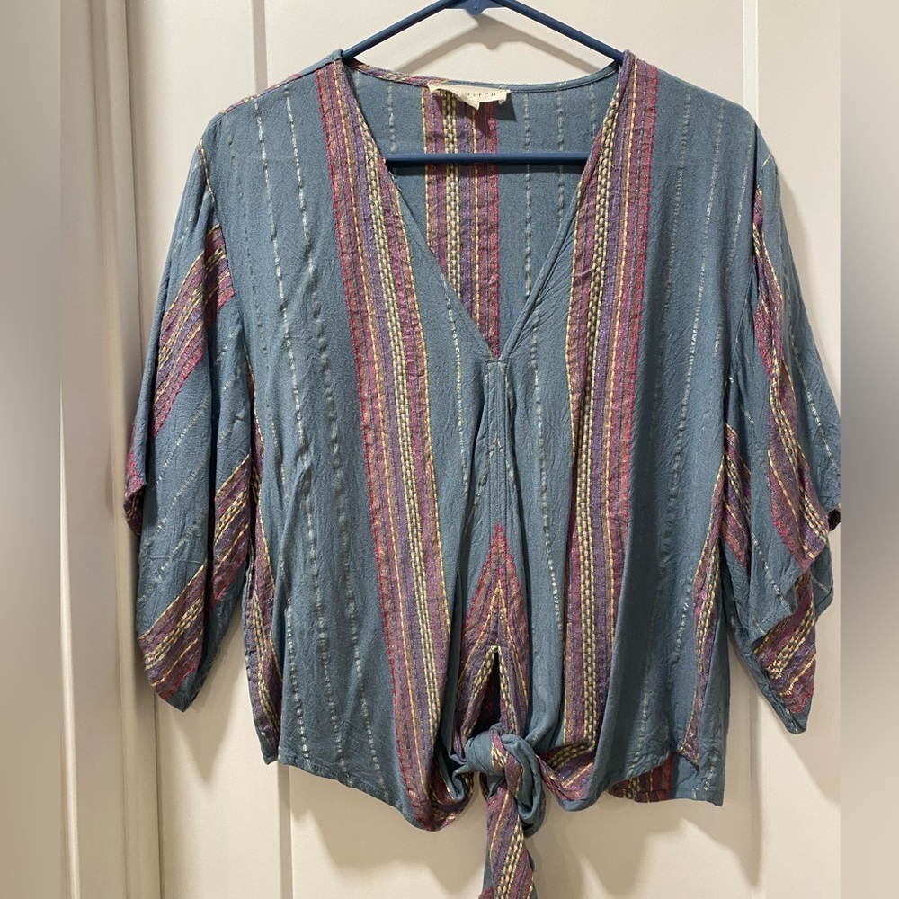 Lovestitch Multicolor Striped V-Neck Blouse